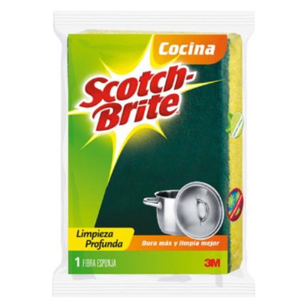 Esponja Scotch Brite Mediana Ergonómica Fibra Verde.