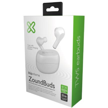 Audífonos Intrauriculares con Micrófono ZoundBuds, Inalámbrico, Bluetooth, USB-C, Blanco Klip Xtreme