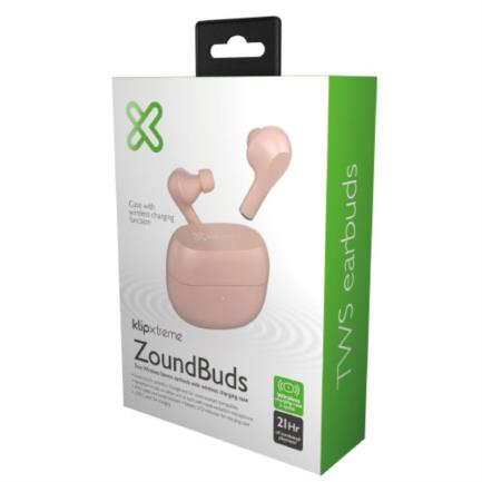 Audífonos Intrauriculares con Micrófono ZoundBuds, Inalámbrico, Bluetooth, USB-C, Rosa Klip Xtreme