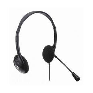 Manhattan Audífonos con Micrófono 179850, Alámbrico, 1.5 Metros, USB-A, Negro