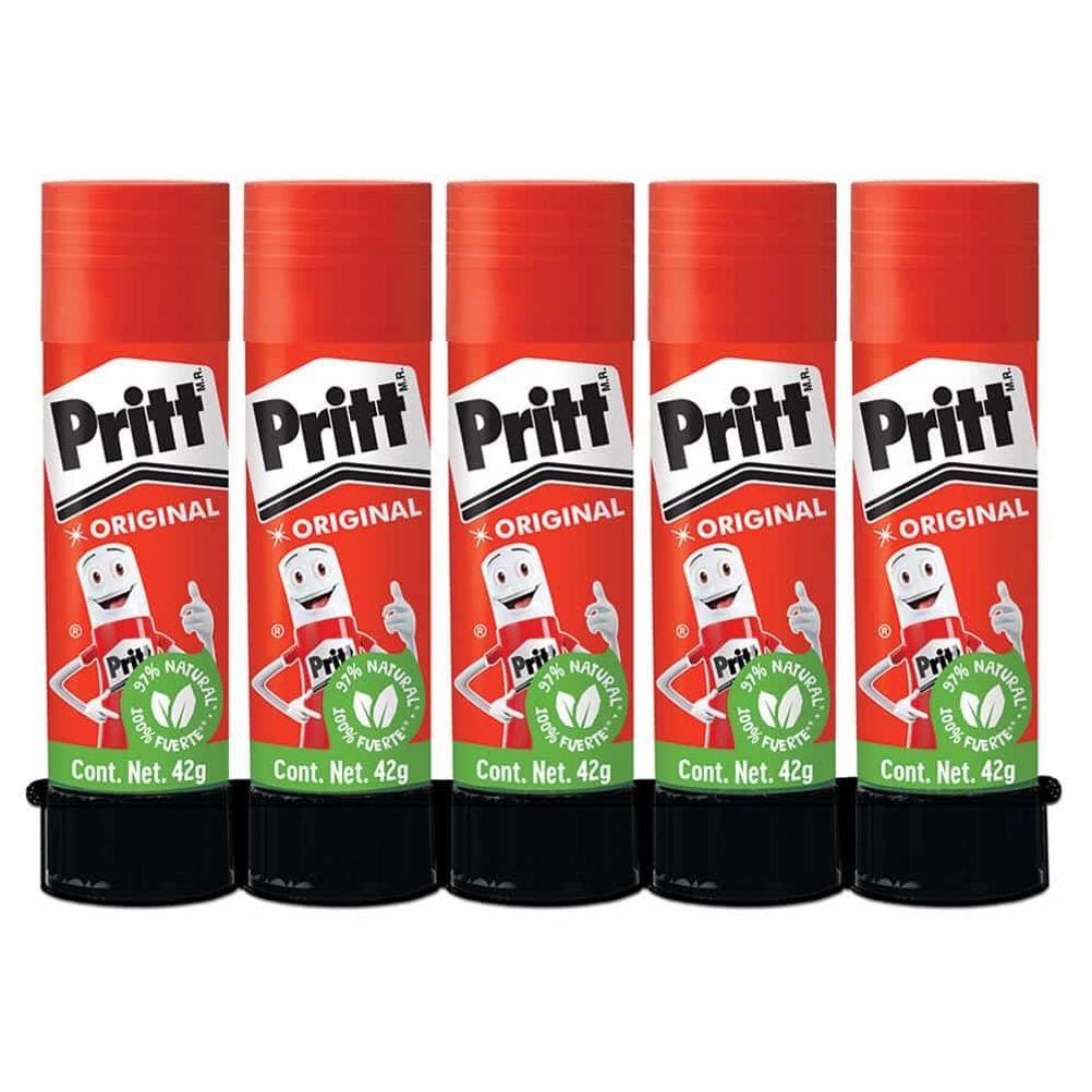 Lápiz Adhesivo Pritt 42 gr Paquete C/5 Pzas