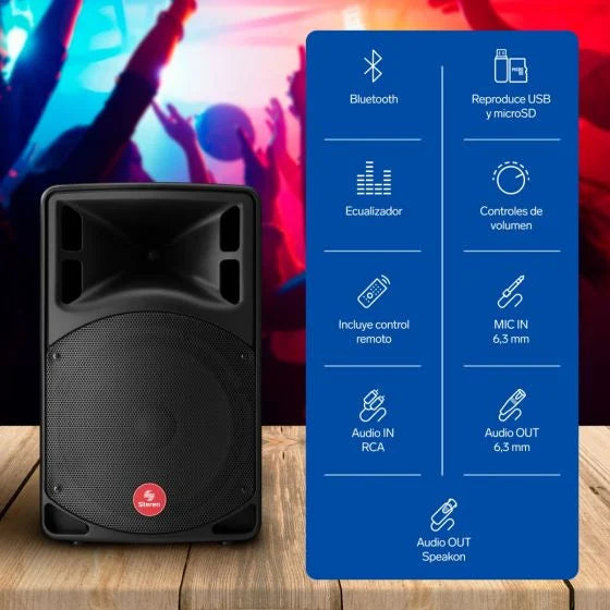 Bafle de 12" 2,100 W PMPO profesional Bluetooth*