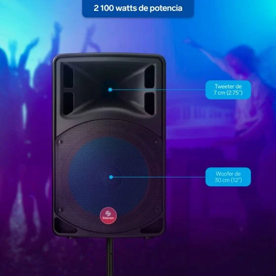 Bafle de 12" 2,100 W PMPO profesional Bluetooth*