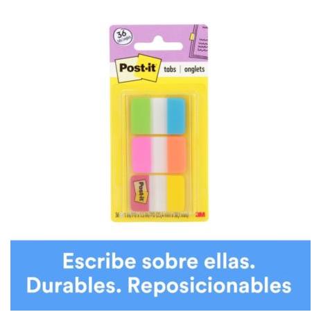 Banderitas 3M Adhesivas Rígidas Colores Brillantes 2.5x3.8cm C/36 Tabs