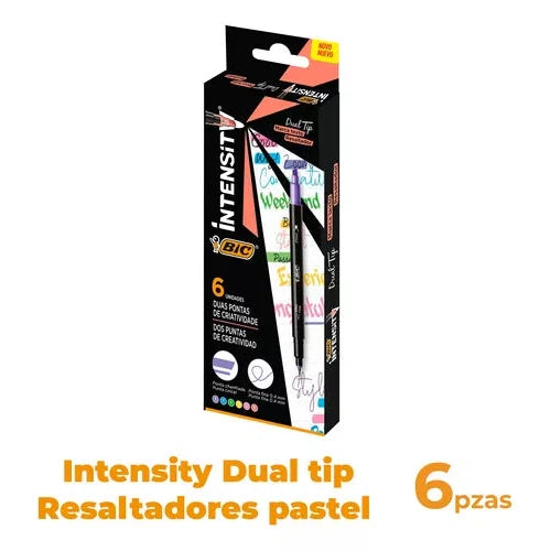 Resaltador Bic Intensity Doble Punta Pincel Y Fino 6 Piezas