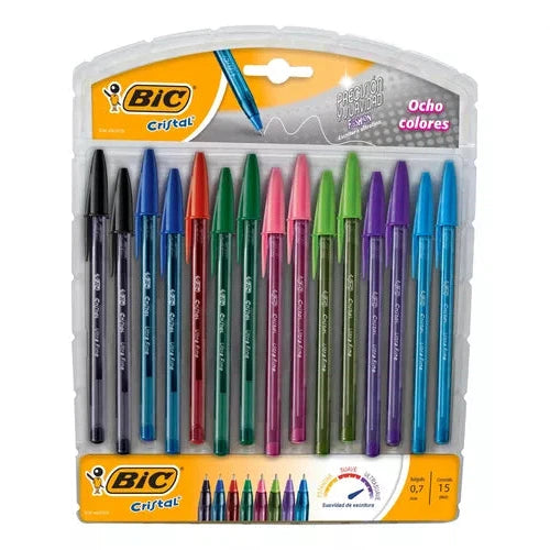 Pluma de Gel Bolígrafo Pluma Bic Cristal Punto Ultrafino 0.7 Mm 15 Piezas