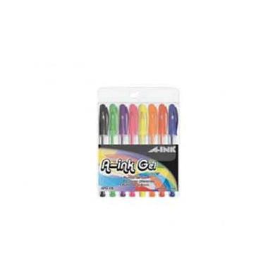 A-ink Bolígrafo de Gel APG-E8, Punto de 0.8mm, Varios Colores, 8 Piezas
