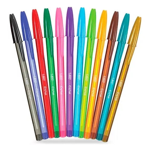 Pluma Bic Cristal Fashion Escritura Colorida 1.2 Mm 15 Pzs