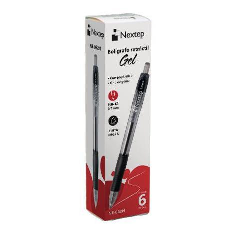 Bolígrafo Nextep Gel Retractil Mediano 0.7mm Negro c/6