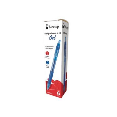 Boligrafo Nextep Gel Retractil Mediano 0.7mm Azul c/6