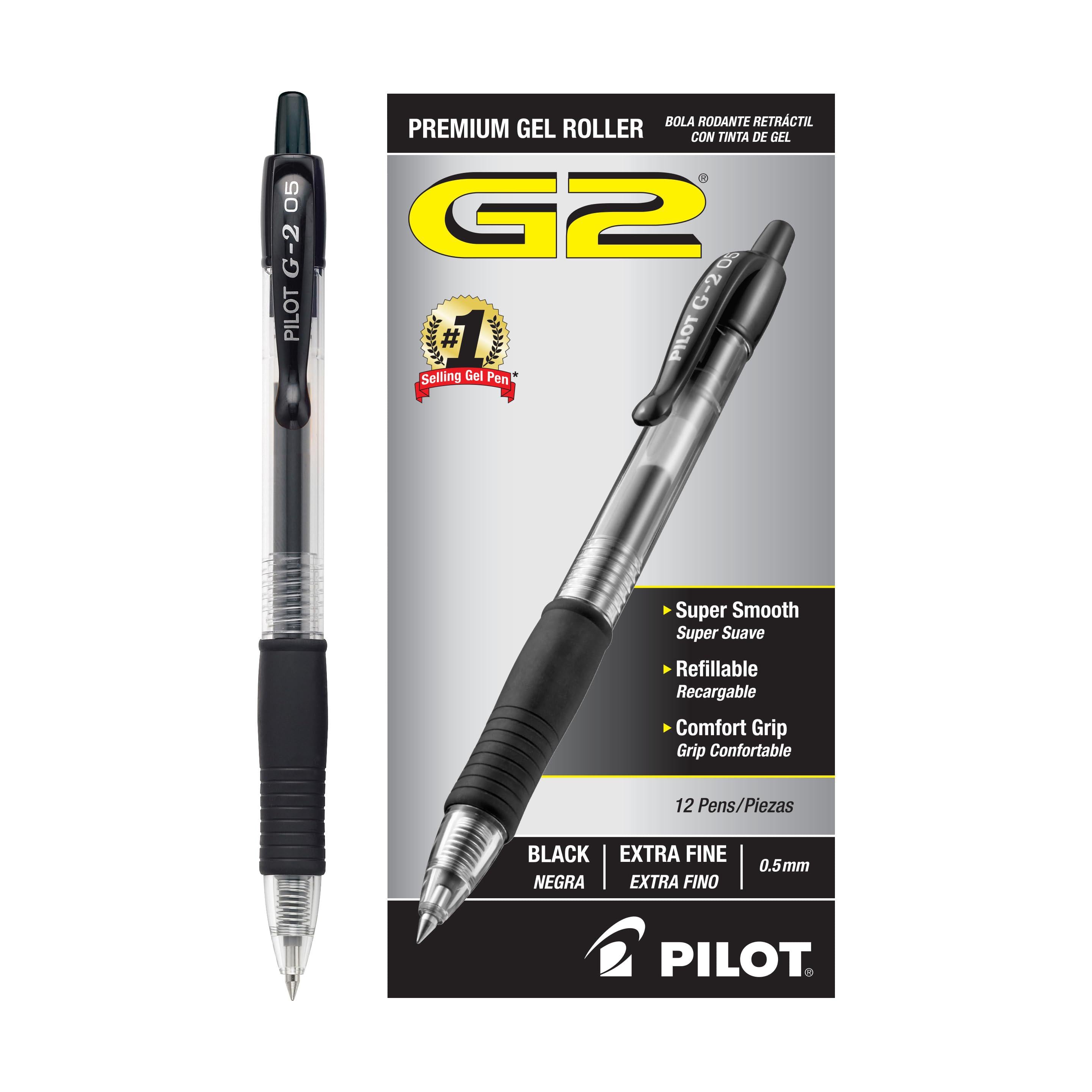Pilot Bolígrafo G2-5 Gel Ink, Negro, 12 Piezas