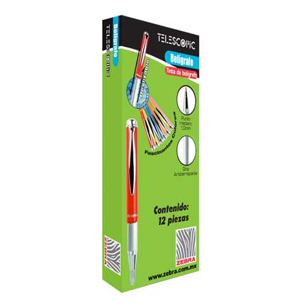 Boligrafo Zebra Telescopic Mini Punta Fina Deslizable Azul 12 Pieza(s)