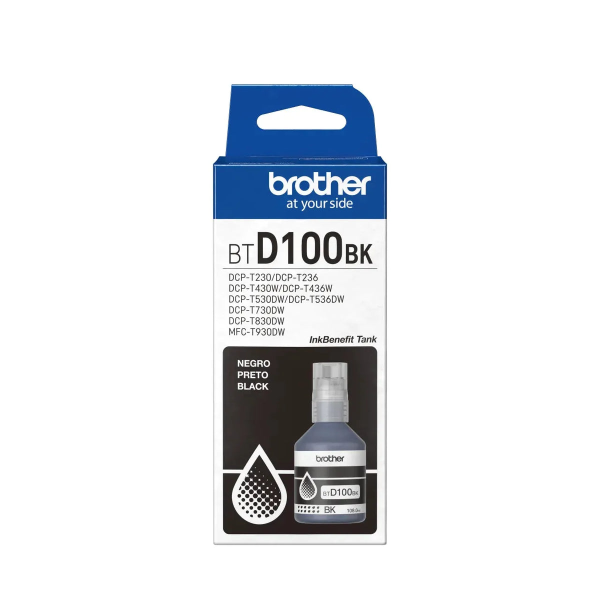 Botella de Tinta Negra para Impresora Brother BTD100BK 7.500 Páginas
