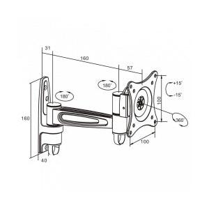 Manhattan Brazo de Pared para Monitor 13'', hasta 15Kg, Negro