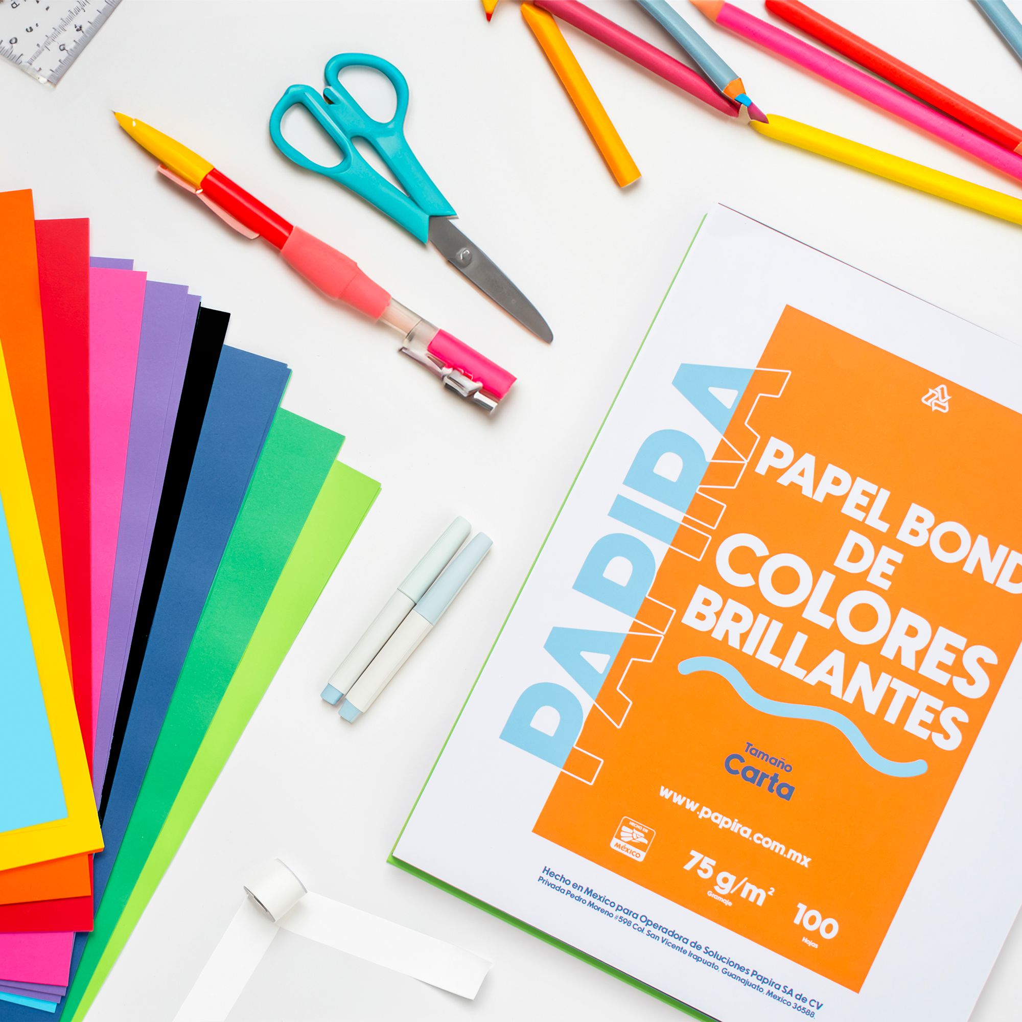 Papel Bond De Colores Brillantes Papira Tamaño Carta 100 Hjs