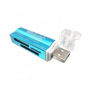 BRobotix Lector de Memoria 180420A, MS Duo/MicroSD/SD, USB 2.0, Azul