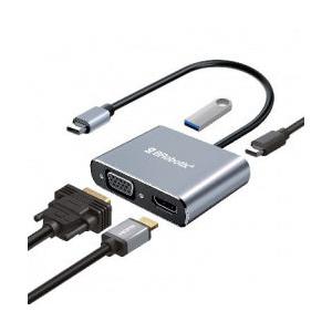 BRobotix Docking Station 4 en 1 USB C, 1x USB 3.0, 1x HDMI, 1x USB 3.0, 1x VGA, 1x USB C, Plata