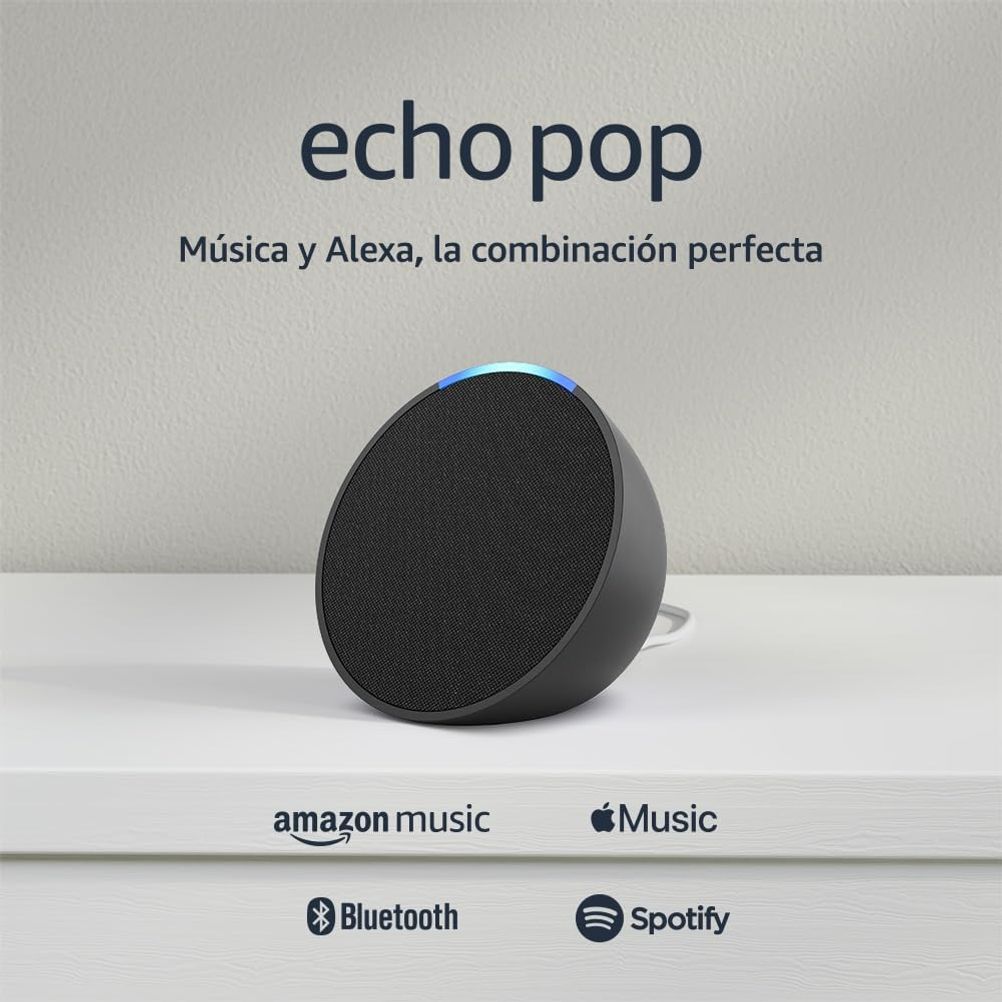 Amazon Echo Pop | Bocina inteligente y compacta con sonido definido y Alexa | Negro