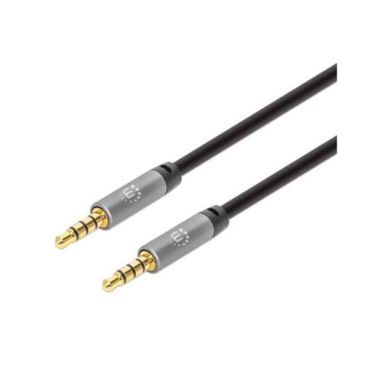 Manhattan Cable AUX 3.5mm Macho - 3.5mm Macho, 5 Metros, Negro/Plata