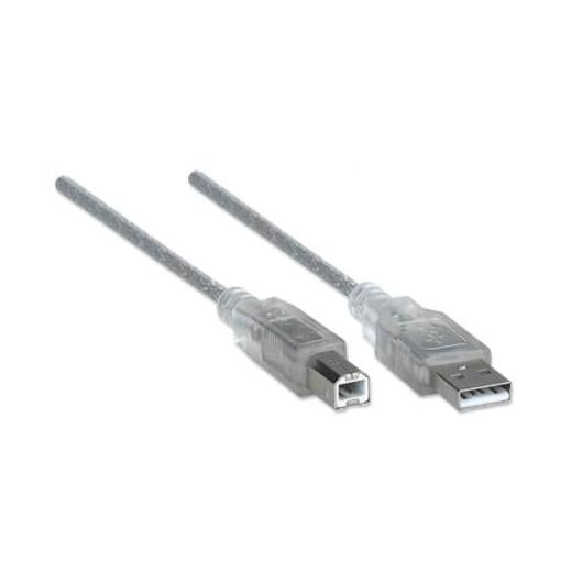 Manhattan Cable de Alta Velocidad USB 2.0, USB A Macho - USB B Macho, 4.5 Metros, Plata