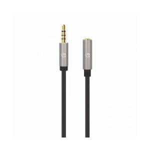 Manhattan Cable Extensión AUX 3.5mm Macho - 3.5mm Hembra, 5 Metros, Negro/Plata
