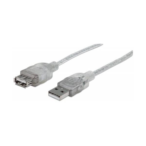 Manhattan Cable Extensión de Alta Velocidad USB 2.0, USB A Macho - USB A Hembra, 3 Metros, Plateado