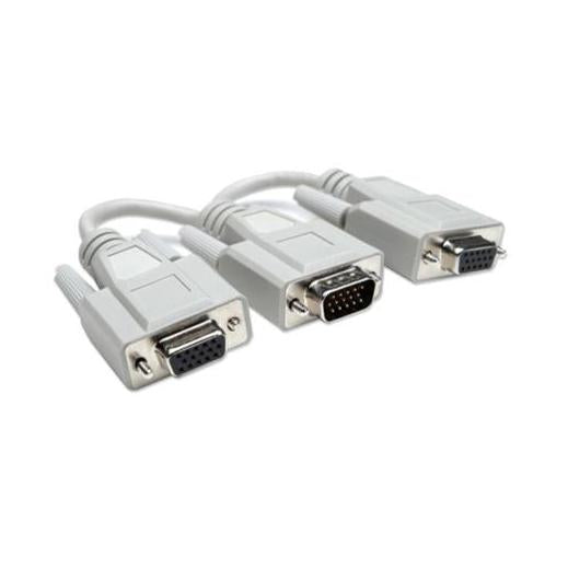 Manhattan Cable HD15 Macho - 2x HD15 Hembra, 15cm, Blanco