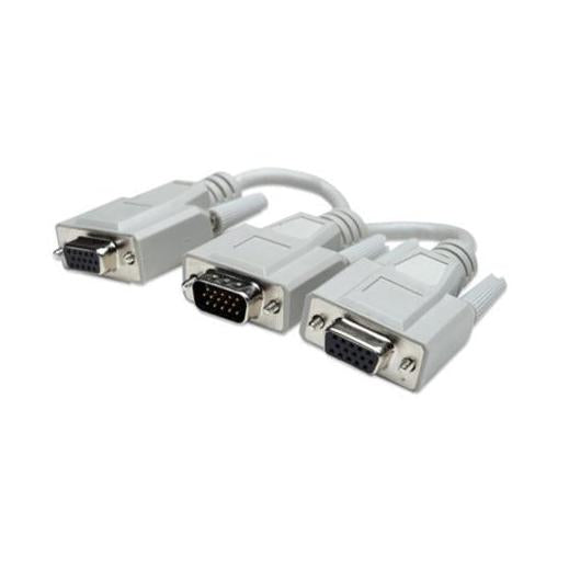 Manhattan Cable HD15 Macho - 2x HD15 Hembra, 15cm, Blanco