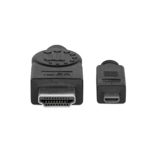 Manhattan Cable HDMI de Alta Velocidad con Canal Ethernet, HDMI Macho - micro HMDI, 4K, 30Hz, 2 Metros, Negro