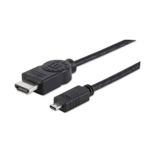 Manhattan Cable HDMI de Alta Velocidad con Canal Ethernet, HDMI Macho - micro HMDI, 4K, 30Hz, 2 Metros, Negro