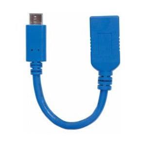 Manhattan Cable USB 3.1 C Macho - USB 3.0 A Hembra, 15cm, 3A, Azul