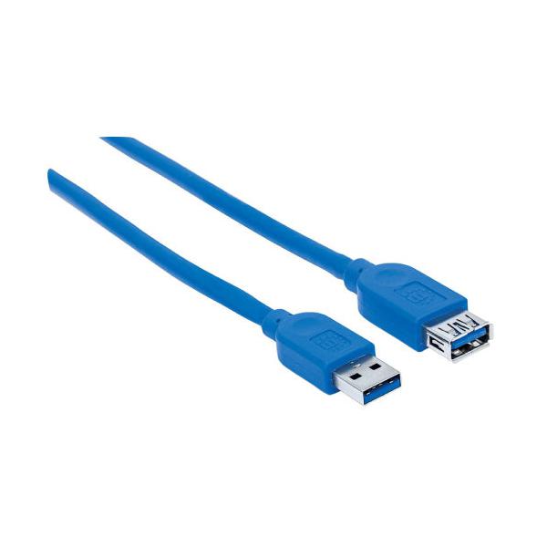 Manhattan Cable USB A Macho - USB A Hembra, 1 Metros, Azul