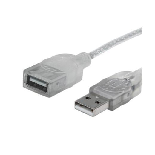 Manhattan Cable USB A Macho - USB A Hembra, 1.8 Metros, Plata