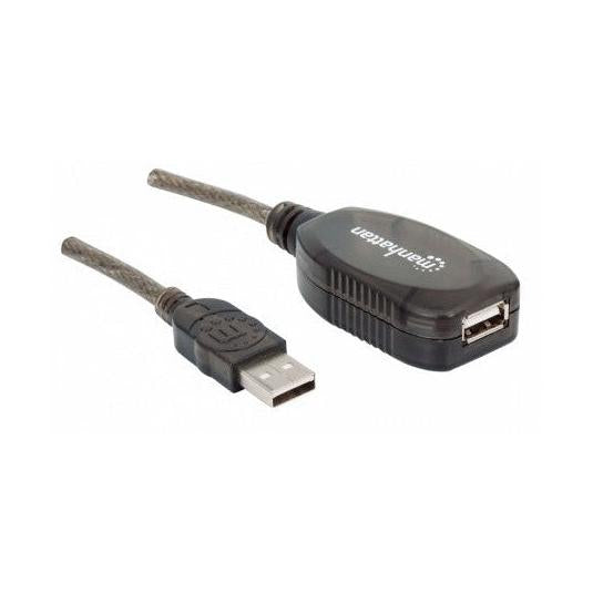 Manhattan Cable USB A Macho - USB A Hembra, 10 Metros, Negro