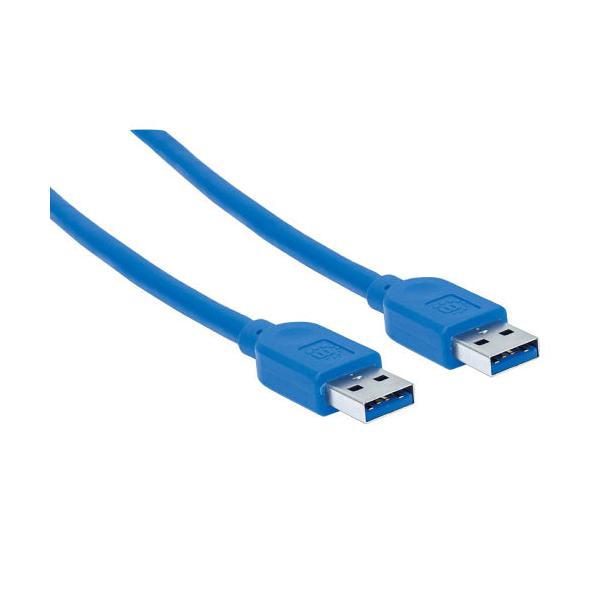 Manhattan Cable USB A Macho - USB A Macho, 1.8 Metros, Azul