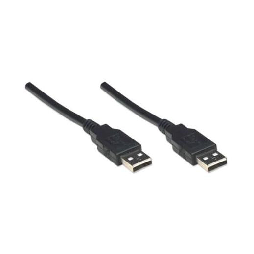 Manhattan Cable USB A Macho - USB A Macho, 1.8 Metros, Negro