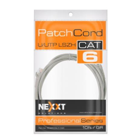 Cable de Conexión Red Nexxt Solutions U/UTP Cat6 3m LSZH Compuesto sin Halogeno de Baja Toxicidad Color Gris