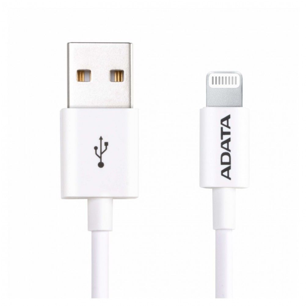 ADATA Cable de Carga MFi Lightning USB-A - 1 Metro, Compatible con iPod, iPhone y iPad, Color Blanco