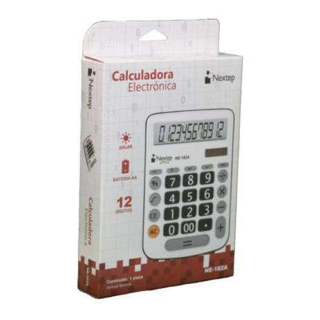 Nextep Calculadora NE-182A, 12 Dígitos, Batería/Energía Solar, Gris