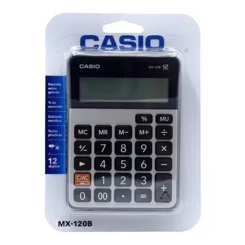 Calculadora Normal De Escritorio Casio Mx-120b Gris 12 Dígitos