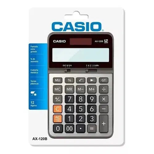 Calculadora Normal De Escritorio Casio Ax-120b Gris 12 Dígitos