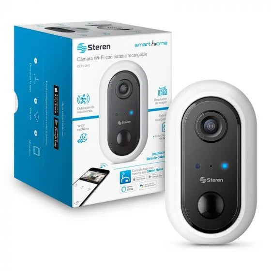 Cámara de seguridad Wi-Fi* 2 Mpx fija con batería recargable, compatible con asistentes de voz
