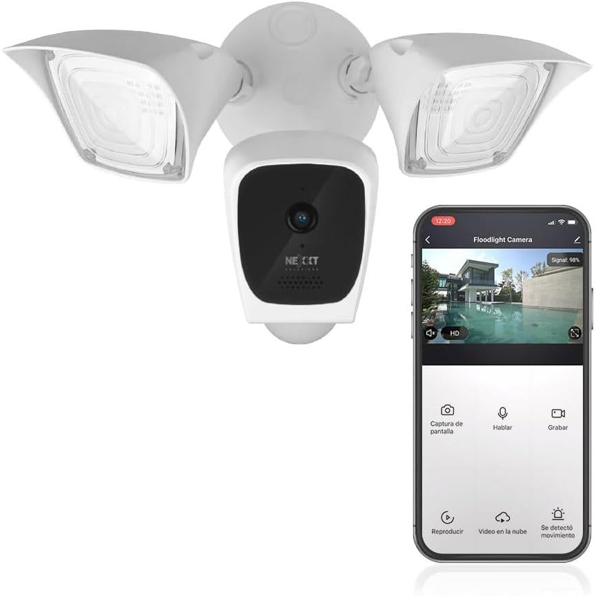 Cámara de Vigilancia Nexxt Home NHC-F610 Exterior 2K QHD 2304 x 1296p 3MP 150° Micrófono Sensores y Parlante Integrados