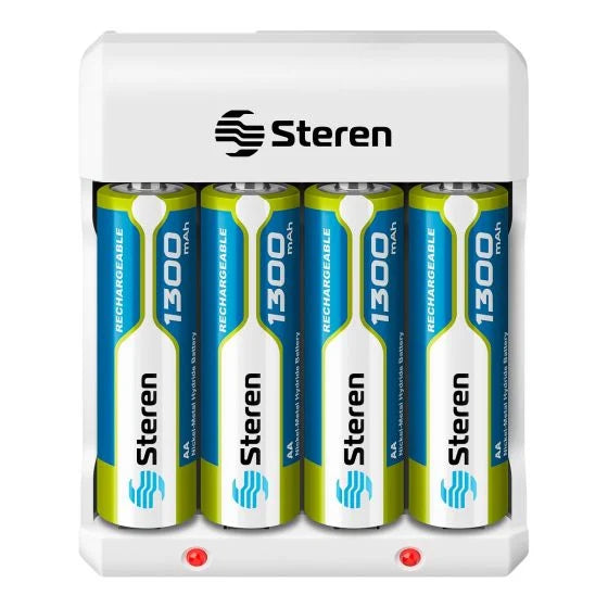 Cargador de Baterías Steren CRG-015 Corriente Alterna  2.4 V 1300 mAh 4 Bateria(s) Blanco