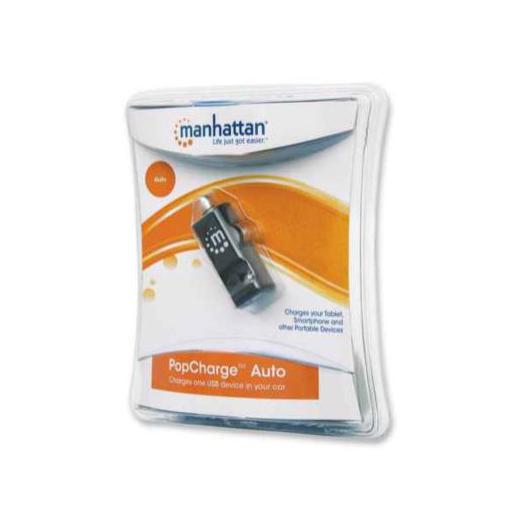 Manhattan Cargador USB PopCharge para Automóvil, USB 2.0, Negro