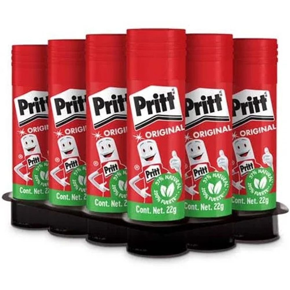 Lápiz adhesivo Pritt en barra de 22 gr charola con 12 piezas