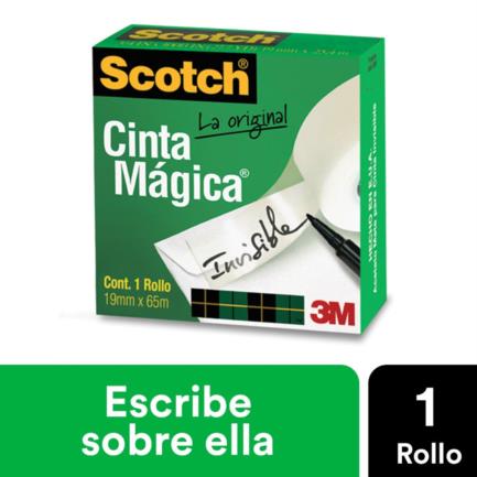 Cinta Adhesiva Mágica Scotch 3M (18mmx65mm) Mate Transparente, Blanco