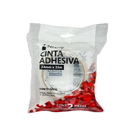 Cinta Adhesiva Nextep Corte Facil 24mm x 33mts Bolsa c/2 Piezas