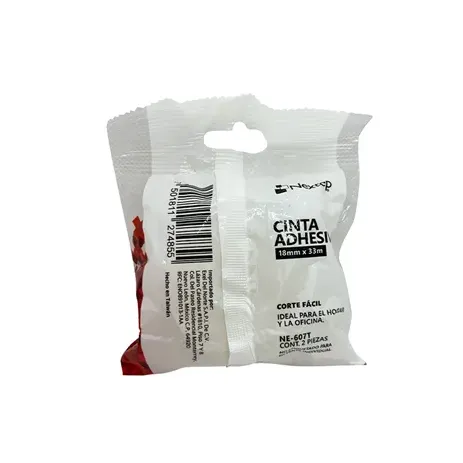 Cinta Adhesiva Nextep Corte Facil 18mm x 33mts Bolsa c/2 Piezas