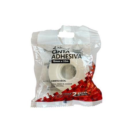 Cinta Adhesiva Nextep Corte Facil 18mm x 33mts Bolsa c/2 Piezas